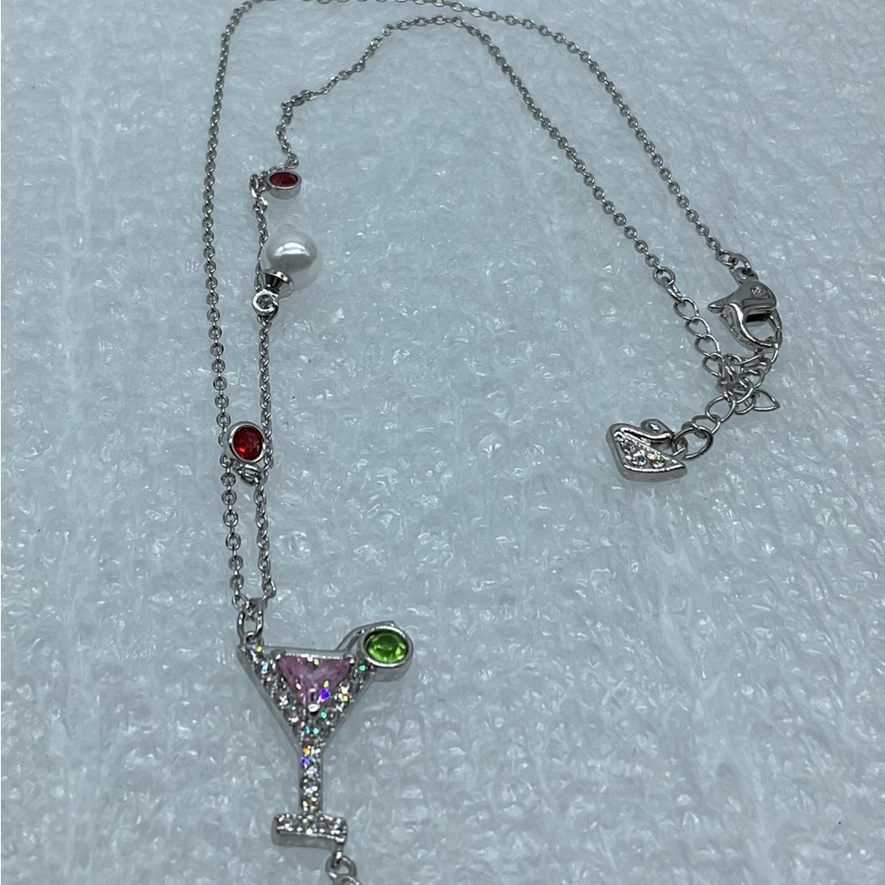 Swarovski, “Silver 45CM/18 Inches Martini Glass Necklace (Retired)